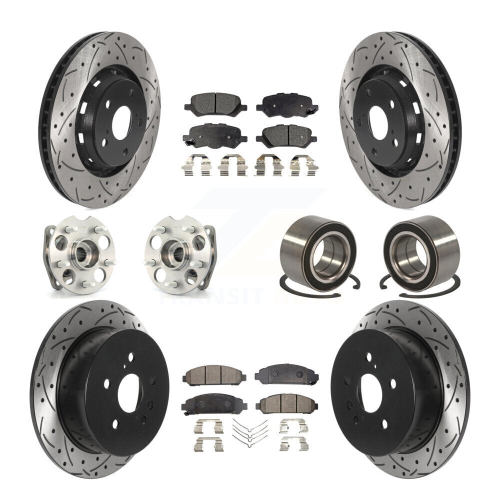 Kit de rotors et plaquettes de frein revêtus de roulement de moyeu avant et arrière (10 pièces) pour Toyota Venza AW