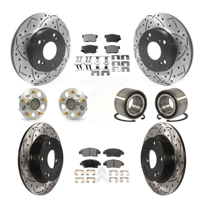 Kit de rotors et plaquettes de frein à disque revêtus de roulement de moyeu avant et arrière (10 pièces) pour Honda Civi