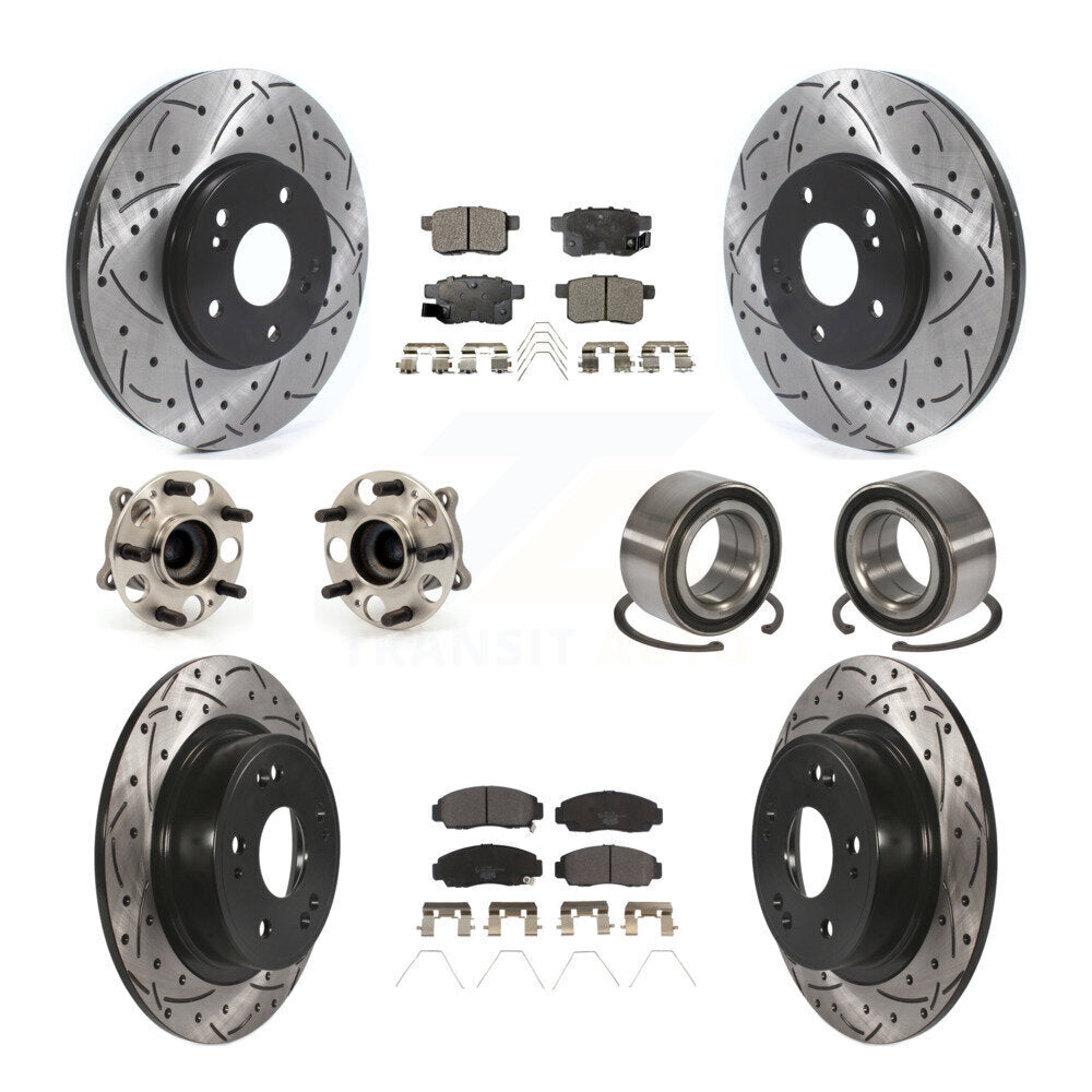 Kit de plaquettes de rotor de frein enduites de roulement de moyeu avant et arrière (10 pièces) pour Honda Accord Acur