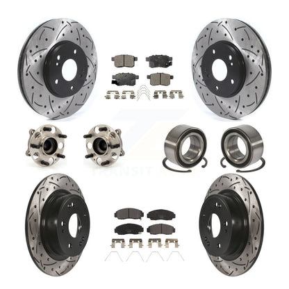 Kit de plaquettes de rotor de frein enduites de roulement de moyeu avant et arrière (10 pièces) pour Honda Accord Acur