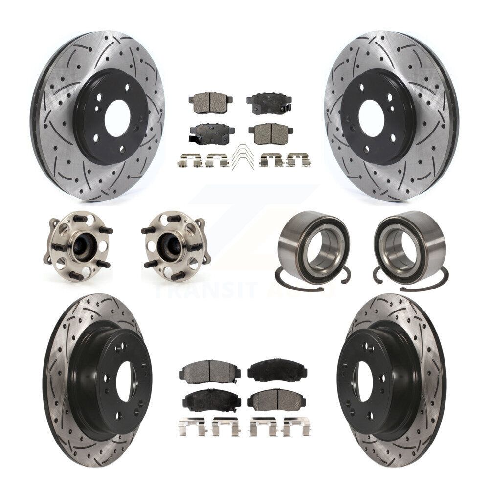 Kit de plaquettes de rotor de frein enduites de roulement de moyeu avant et arrière (10 pièces) pour Honda Accord Acur
