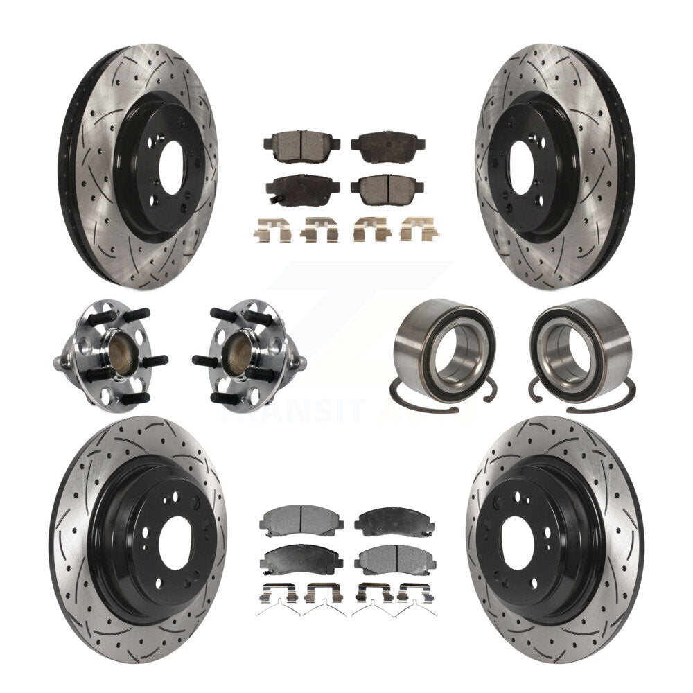 Kit de rotors et plaquettes de frein à disque revêtus de roulement de moyeu avant et arrière (10 pièces) pour Acura T