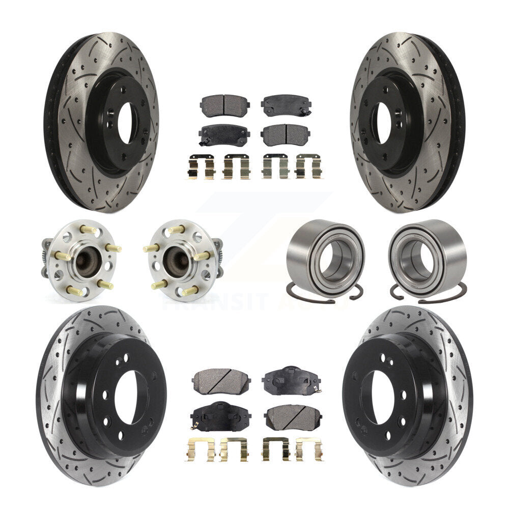 Kit de plaquettes de rotor de frein enduites de roulement de moyeu avant et arrière (10 pièces) pour Hyundai Tucson Ki