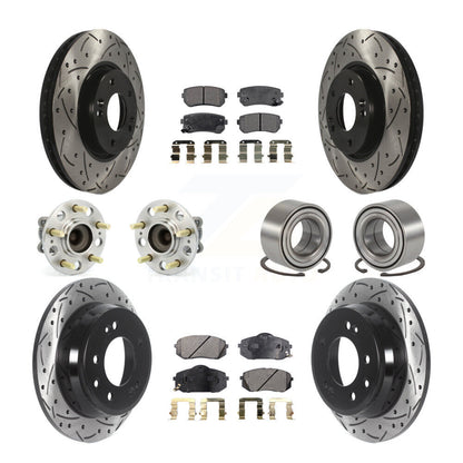 Kit de plaquettes de rotor de frein enduites de roulement de moyeu avant et arrière (10 pièces) pour Hyundai Tucson Ki