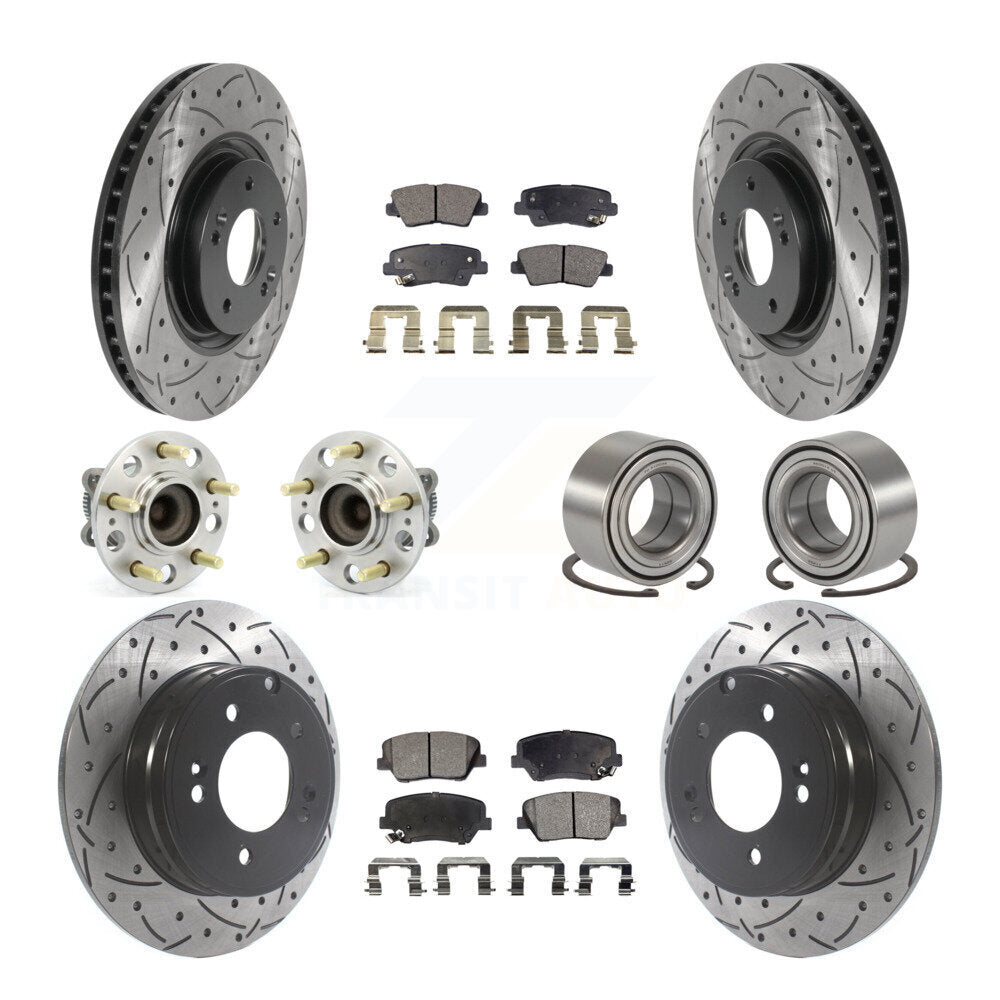 Kit de plaquettes de rotor de frein à disque revêtues de roulement de moyeu avant et arrière (10 pièces) pour Hyundai Azer