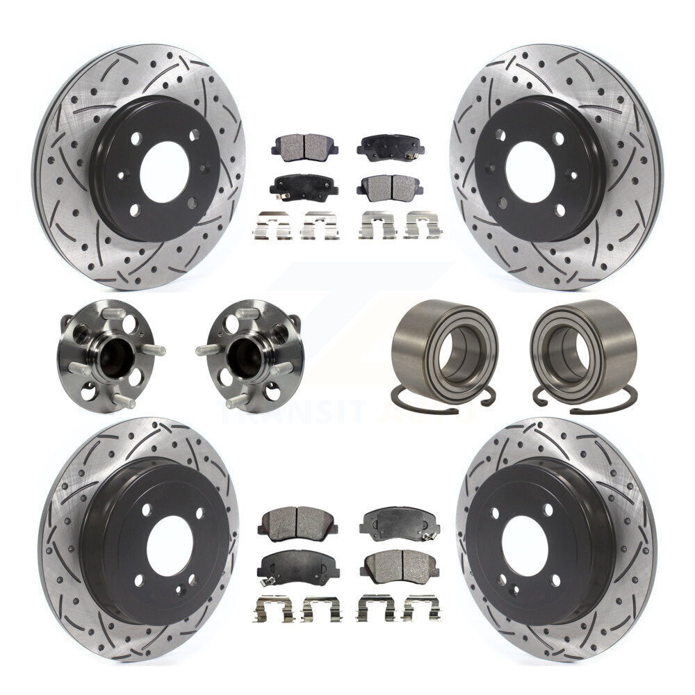 Kit de plaquettes de rotor de frein, roulement de moyeu avant et arrière (10 pièces) pour Hyundai Accen 12-17