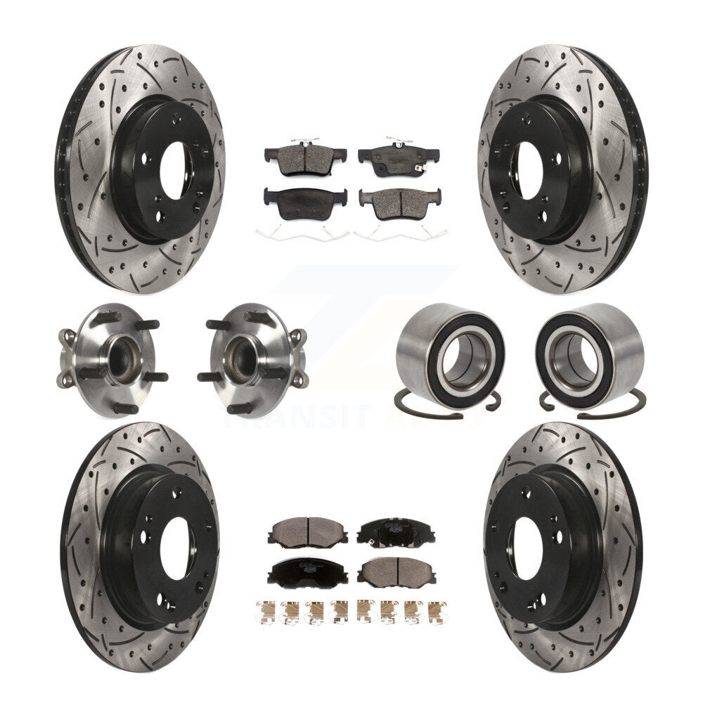Kit de plaquettes de rotor de frein revêtues de roulement de moyeu avant et arrière (10 pièces) pour Honda Insigh 19-22
