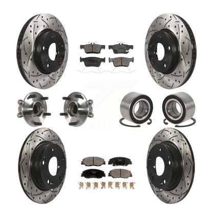 Kit de plaquettes de rotor de frein revêtues de roulement de moyeu avant et arrière (10 pièces) pour Honda Insigh 19-22