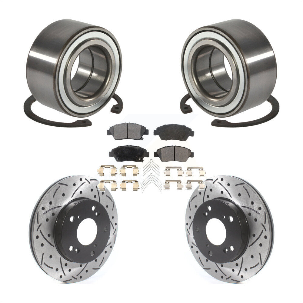 Kit de plaquettes de Rotor de frein, roulement de roue avant, fente de perçage, pour Honda Civic Si 2004