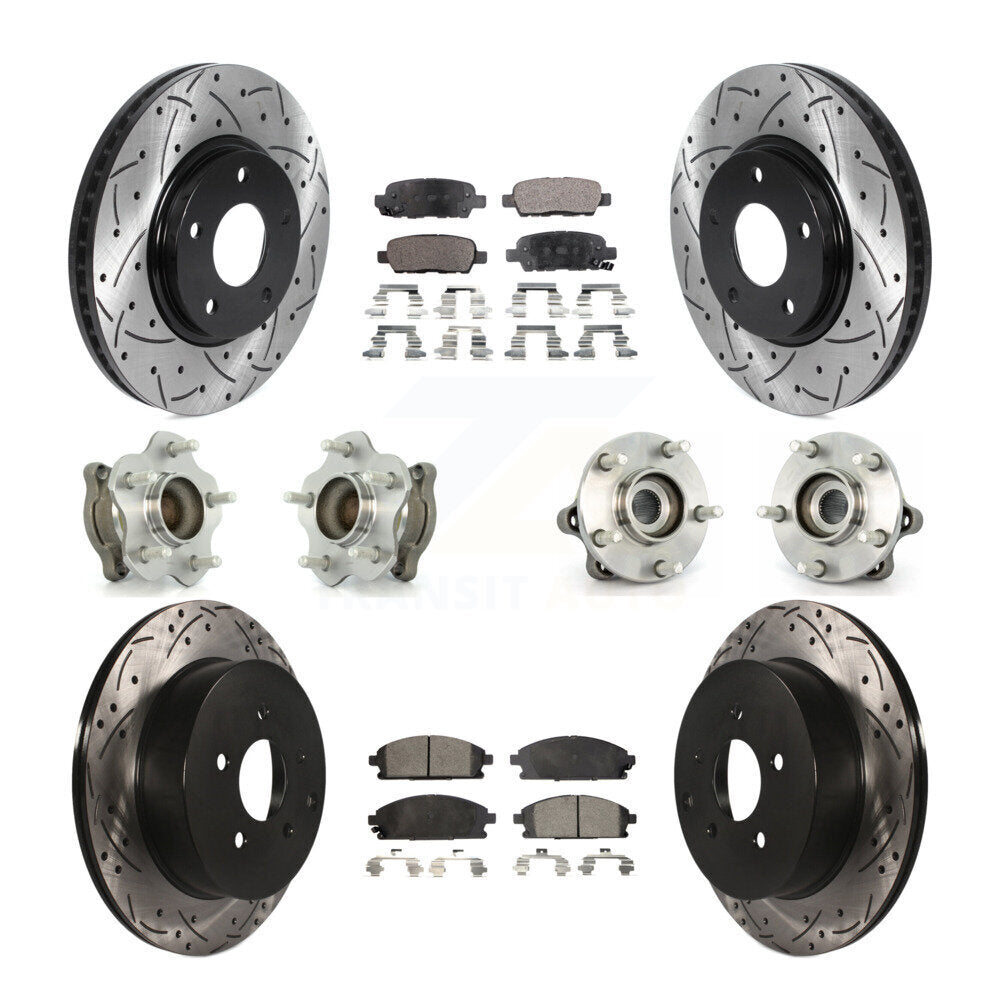 Kit de plaquettes de rotor de frein enduites de roulement de moyeu avant et arrière (10 pièces) pour Nissan Ques 04-09