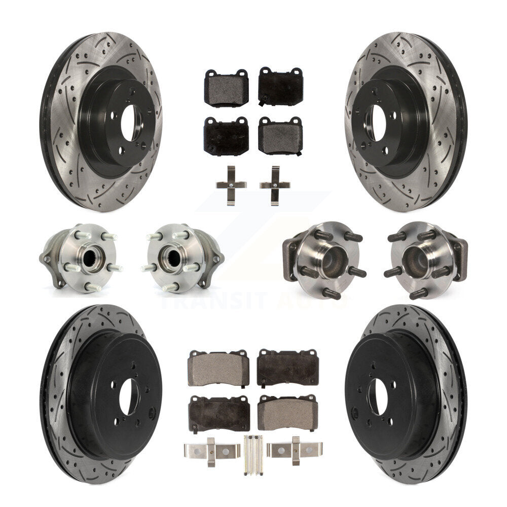 Kit de rotors et plaquettes de frein à disque revêtus de roulement de moyeu avant et arrière (10 pièces) pour Toyota 8