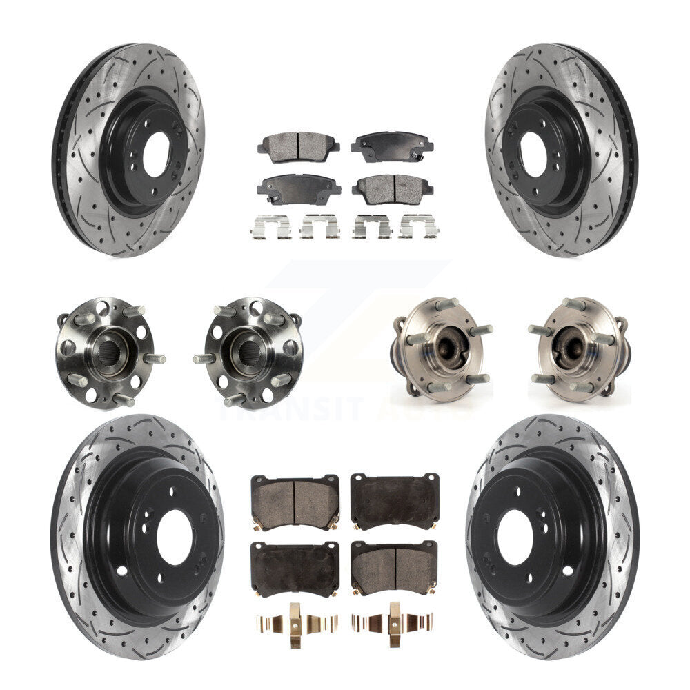 Kit de rotor et de plaquettes de frein revêtus de roulement de moyeu avant et arrière (10 pièces) pour Hyundai Genesi