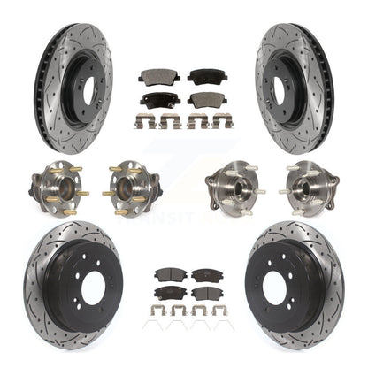 Kit de rotor et de plaquettes de frein à disque revêtus de roulement de moyeu avant et arrière (10 pièces) pour Kia Sportag