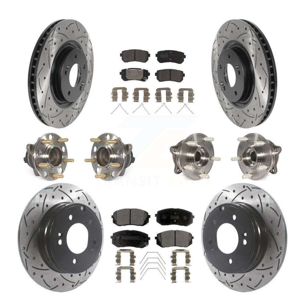 Kit de rotor et de plaquettes de frein à disque revêtus de roulement de moyeu avant et arrière (10 pièces) pour Kia Optim