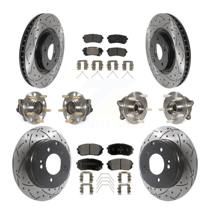 Kit de rotor et de plaquettes de frein à disque revêtus de roulement de moyeu avant et arrière (10 pièces) pour Kia Optim