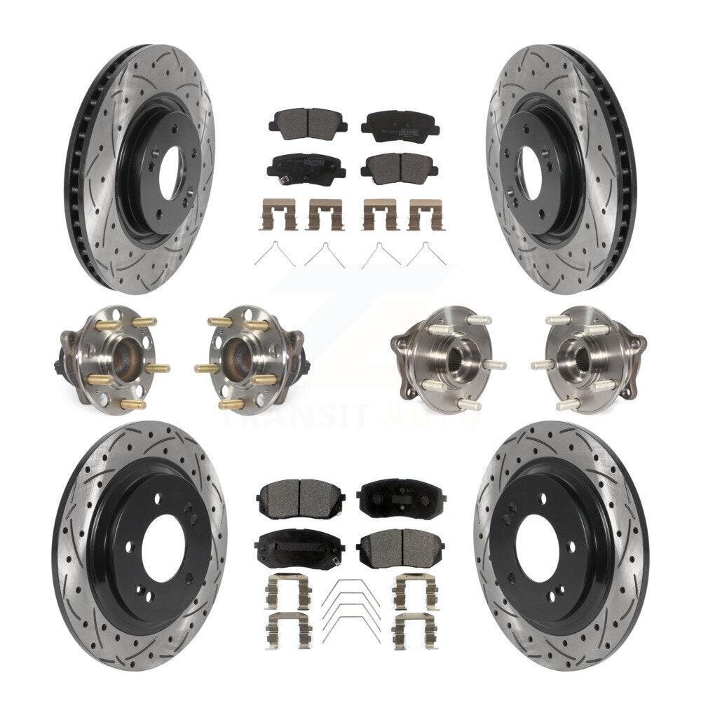 Kit de rotor et de plaquettes de frein à disque revêtus de roulement de moyeu avant et arrière (10 pièces) pour Kia Optim