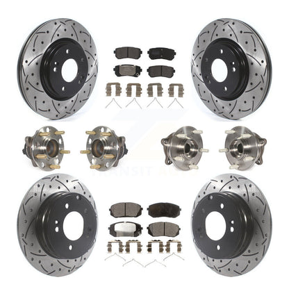 Kit de rotor et de plaquettes de frein à disque revêtus de roulement de moyeu avant et arrière (10 pièces) pour Kia Optim