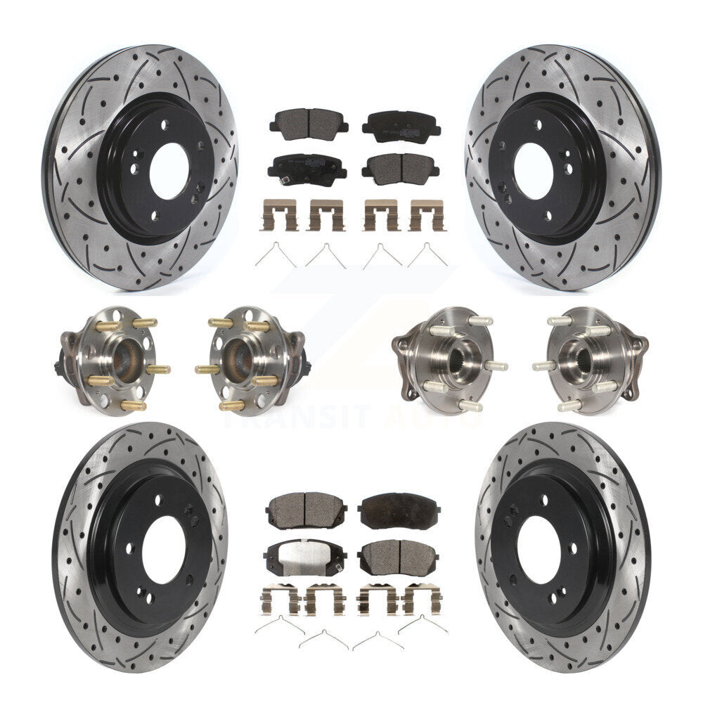 Kit de rotor et de plaquettes de frein à disque revêtus de roulement de moyeu avant et arrière (10 pièces) pour Kia Optim