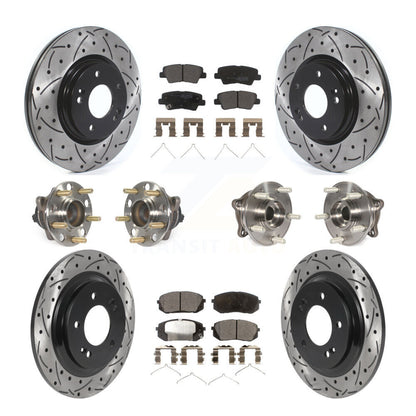 Kit de rotor et de plaquettes de frein à disque revêtus de roulement de moyeu avant et arrière (10 pièces) pour Kia Optim