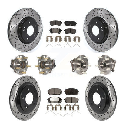 Kit de rotor et de plaquettes de frein à disque revêtus de roulement de moyeu avant et arrière (10 pièces) pour Kia Optim