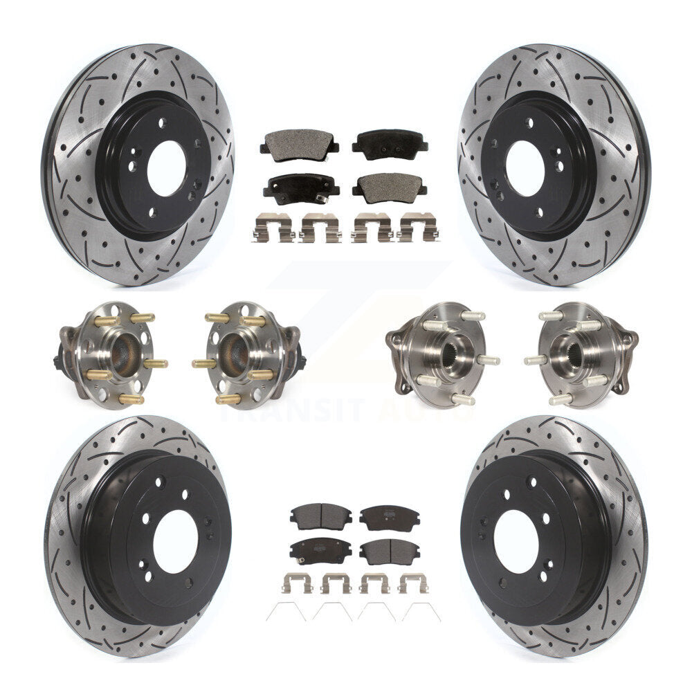 Kit de plaquettes de rotor de frein enduites de roulement de moyeu avant et arrière (10 pièces) pour Hyundai Tucson Ki