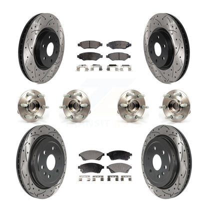 Kit de rotor et de plaquettes de frein revêtus de roulement de moyeu avant et arrière (10 pièces) pour Cadillac SRX Saa