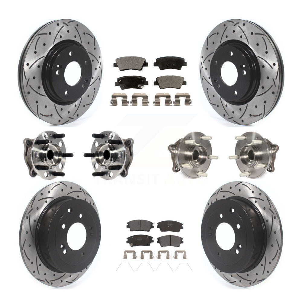 Kit de plaquettes de rotor de frein enduites de roulement de moyeu avant et arrière (10 pièces) pour Hyundai Tucson Ki