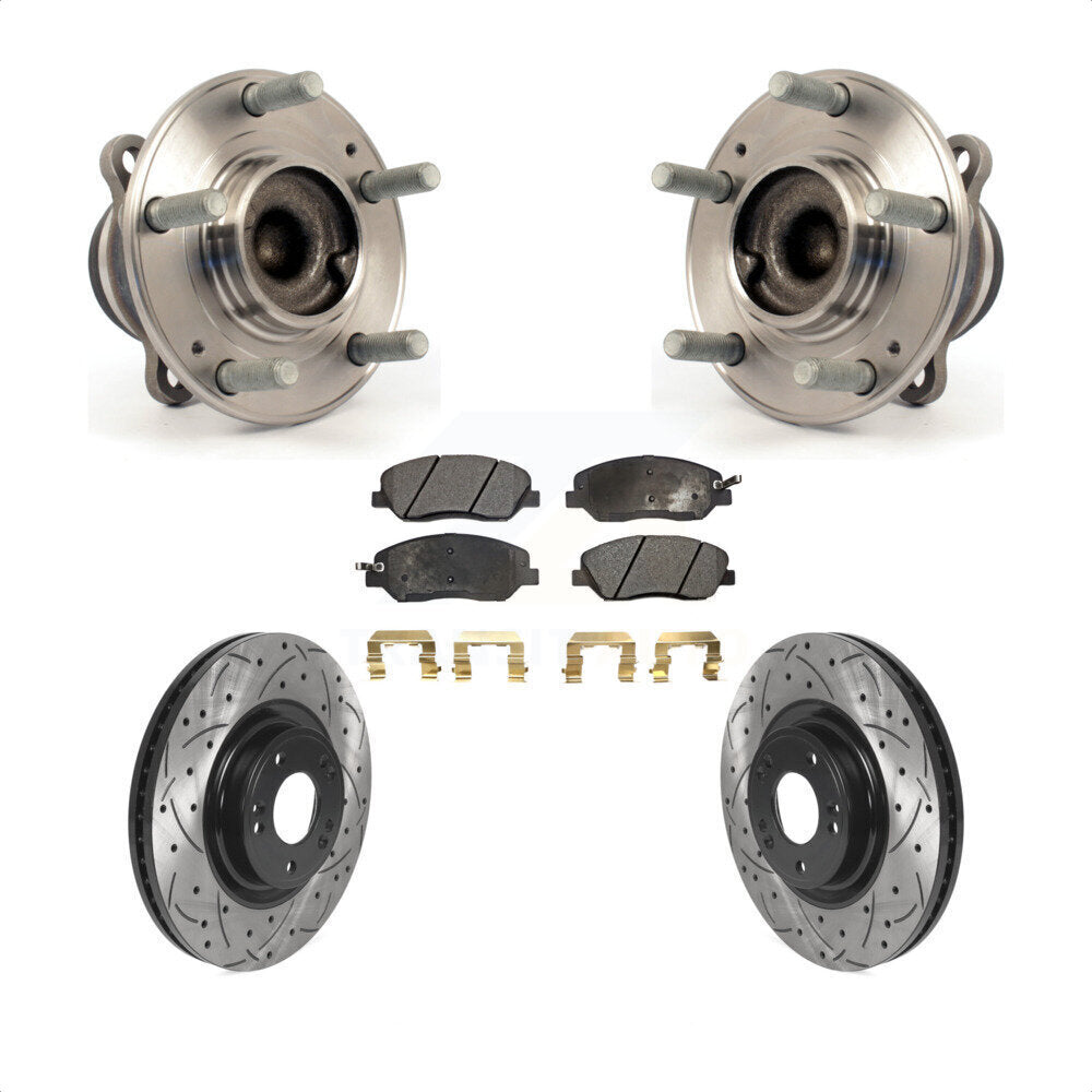 Kit de plaquettes de Rotor de frein, roulement de moyeu avant, fente percée, pour Hyundai Genesis 2012 3.8