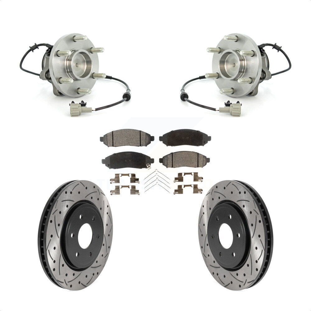 Kit de plaquettes de Rotor de frein, roulement de moyeu avant, fente de perçage, pour Nissan Frontier Pathfinde