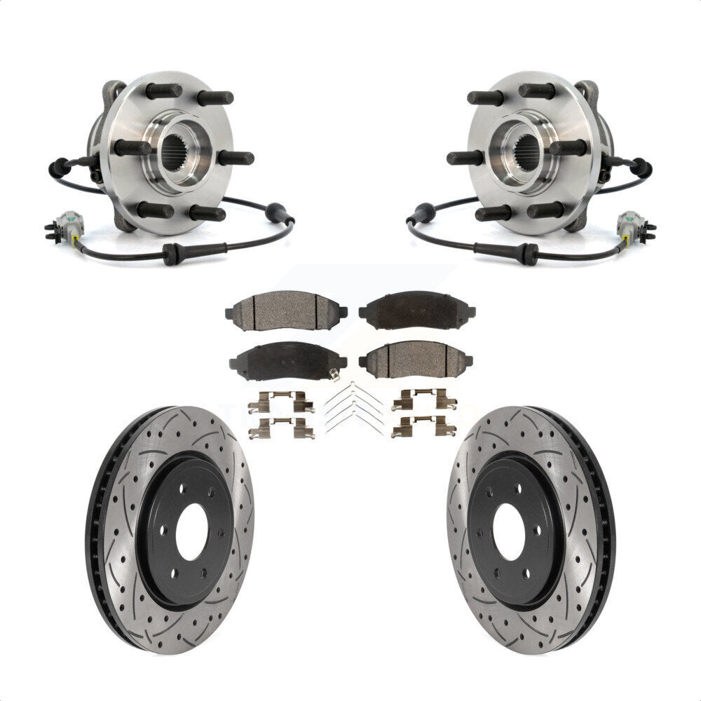 Kit de plaquettes de Rotor de frein, roulement de moyeu avant, fente de perçage, pour Nissan Frontier Pathfinde