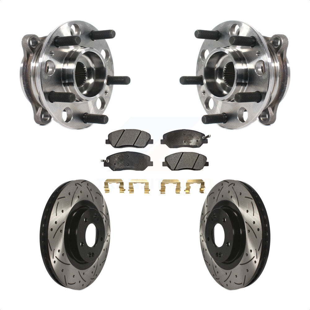 Kit de plaquettes de Rotor de frein, roulement de moyeu avant, fente percée, pour Hyundai Santa Fe XL 3.3