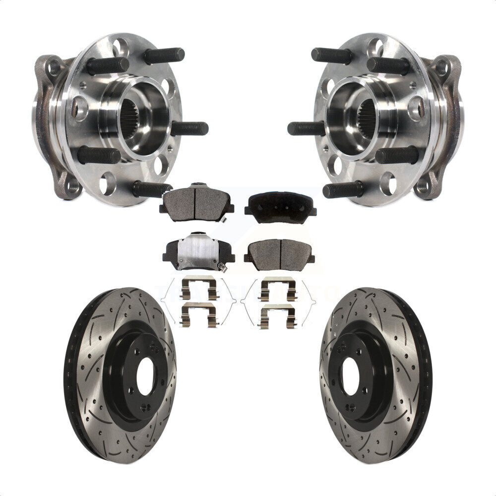 Kit de plaquettes de Rotor de frein, roulement de moyeu avant, fente percée, pour Kia Sorento Hyundai Sant