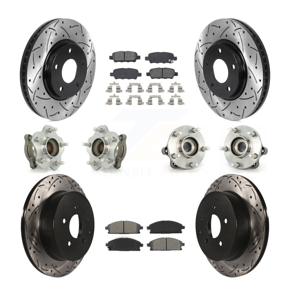Kit de plaquettes de rotor de frein enduites de roulement de moyeu avant et arrière (10 pièces) pour Nissan Ques 04-09