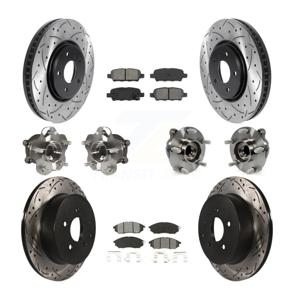 Kit de plaquettes de rotor de frein enduites de roulement de moyeu avant et arrière (10 pièces) pour INFINITI FX35 FX3