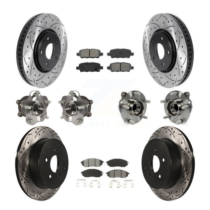 Kit de plaquettes de rotor de frein enduites de roulement de moyeu avant et arrière (10 pièces) pour INFINITI FX35 FX3