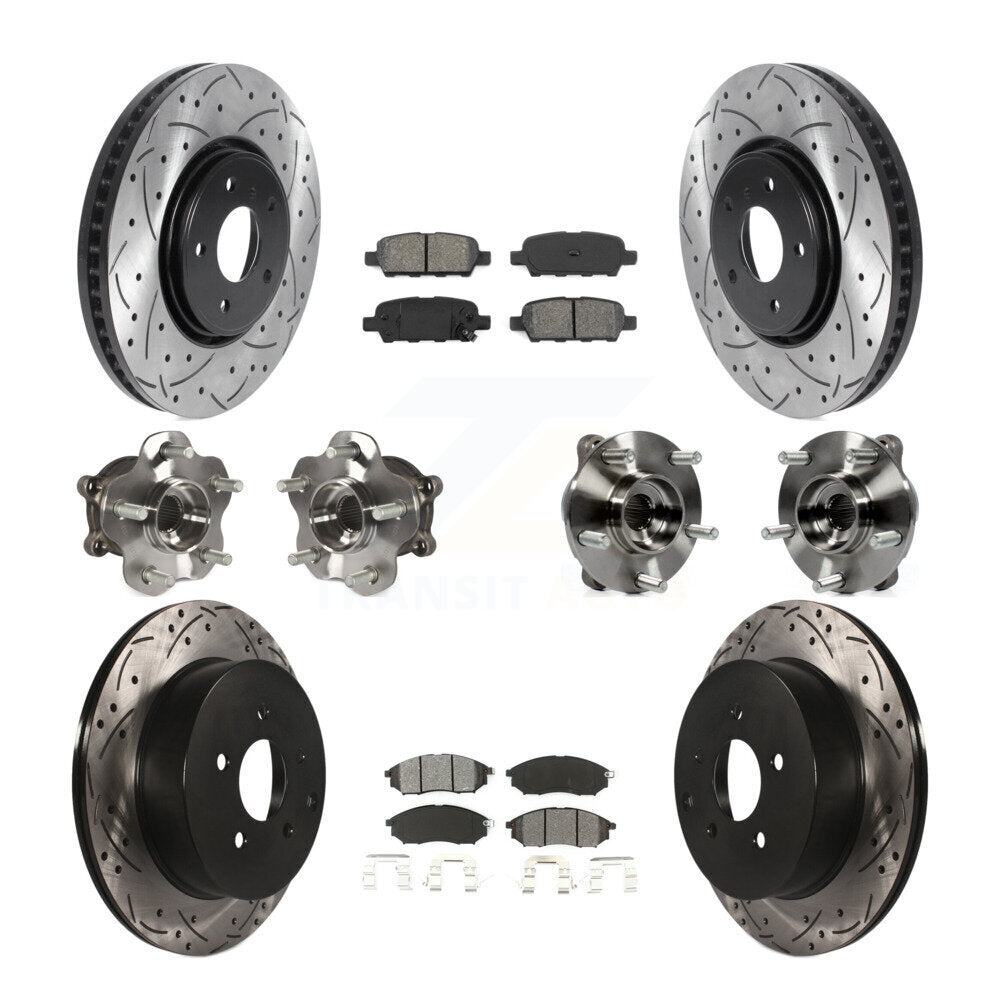 Kit de plaquettes de rotor de frein enduites de roulement de moyeu avant et arrière (10 pièces) pour INFINITI FX35 FX3