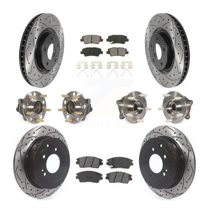 Kit de rotor et de plaquettes de frein à disque revêtus de roulement de moyeu avant et arrière (10 pièces) pour Kia Sportag
