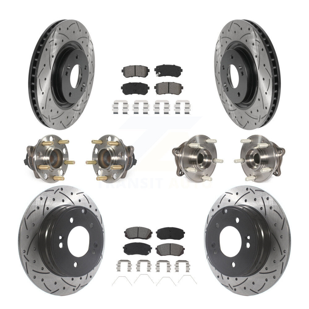 Kit de rotor et de plaquettes de frein à disque revêtus de roulement de moyeu avant et arrière (10 pièces) pour Kia Optim