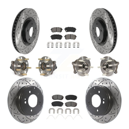 Kit de rotor et de plaquettes de frein à disque revêtus de roulement de moyeu avant et arrière (10 pièces) pour Kia Optim