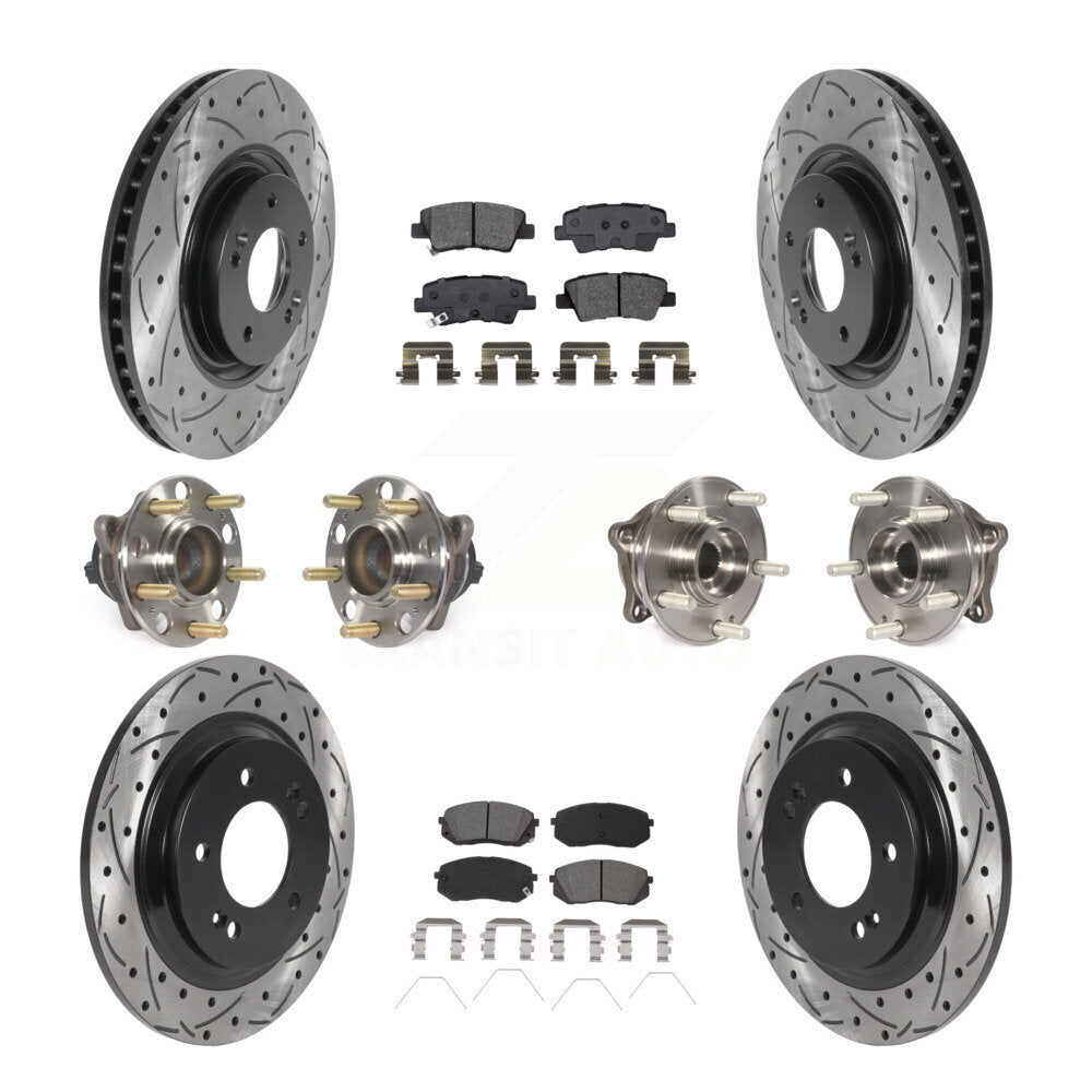 Kit de rotor et de plaquettes de frein à disque revêtus de roulement de moyeu avant et arrière (10 pièces) pour Kia Optim