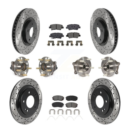 Kit de rotor et de plaquettes de frein à disque revêtus de roulement de moyeu avant et arrière (10 pièces) pour Kia Optim