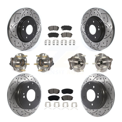 Kit de rotor et de plaquettes de frein à disque revêtus de roulement de moyeu avant et arrière (10 pièces) pour Kia Optim