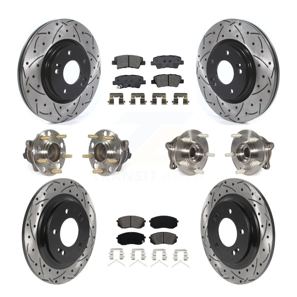 Kit de rotor et de plaquettes de frein à disque revêtus de roulement de moyeu avant et arrière (10 pièces) pour Kia Optim