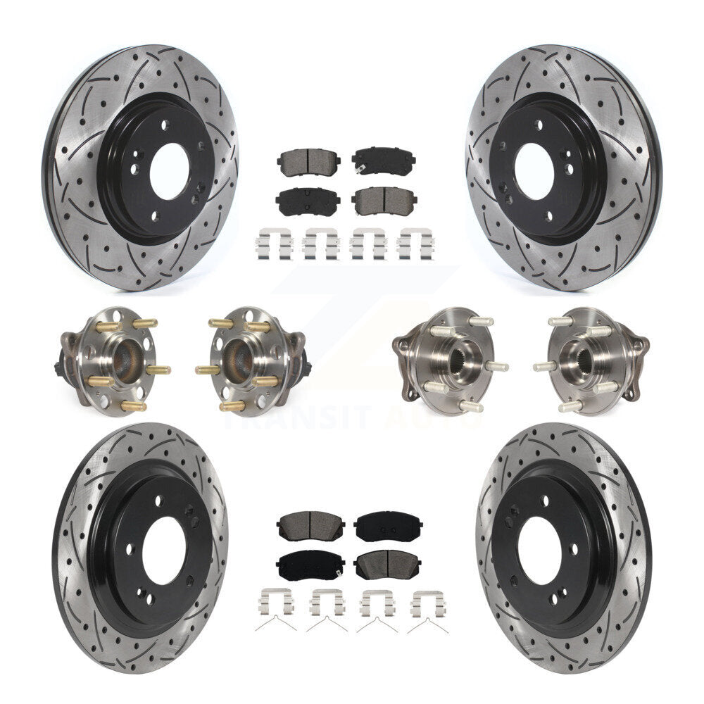 Kit de rotor et de plaquettes de frein à disque revêtus de roulement de moyeu avant et arrière (10 pièces) pour Kia Optim