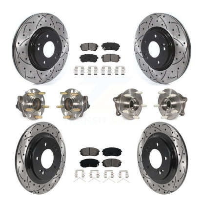 Kit de rotor et de plaquettes de frein à disque revêtus de roulement de moyeu avant et arrière (10 pièces) pour Kia Optim