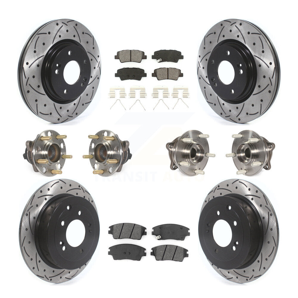 Kit de plaquettes de rotor de frein enduites de roulement de moyeu avant et arrière (10 pièces) pour Hyundai Tucson Ki