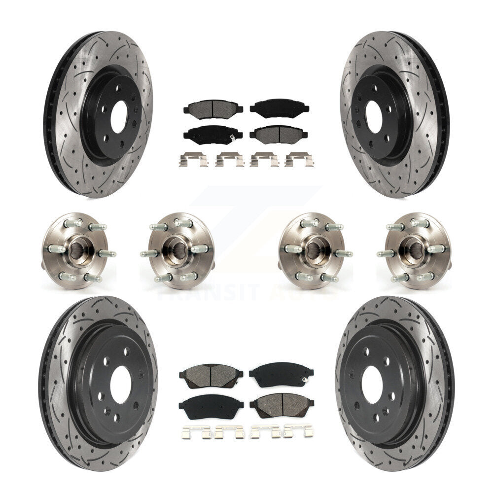 Kit de rotor et de plaquettes de frein revêtus de roulement de moyeu avant et arrière (10 pièces) pour Cadillac SRX Saa