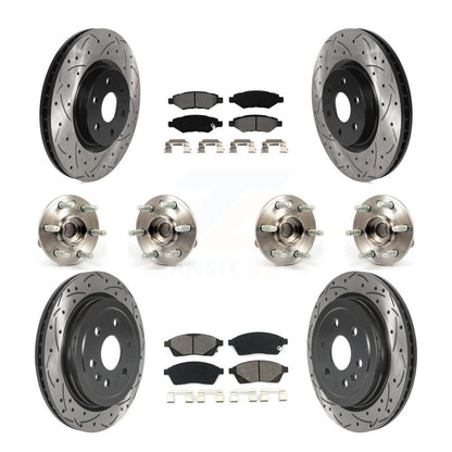 Kit de rotor et de plaquettes de frein revêtus de roulement de moyeu avant et arrière (10 pièces) pour Cadillac SRX Saa