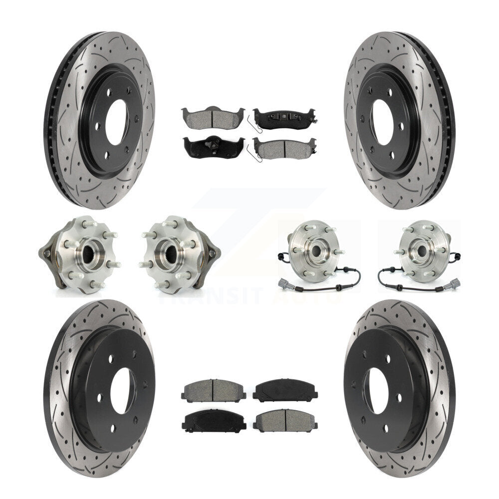 Kit de plaquettes de rotor de frein à disque revêtues de roulement de moyeu avant et arrière (10 pièces) pour Nissan Armad