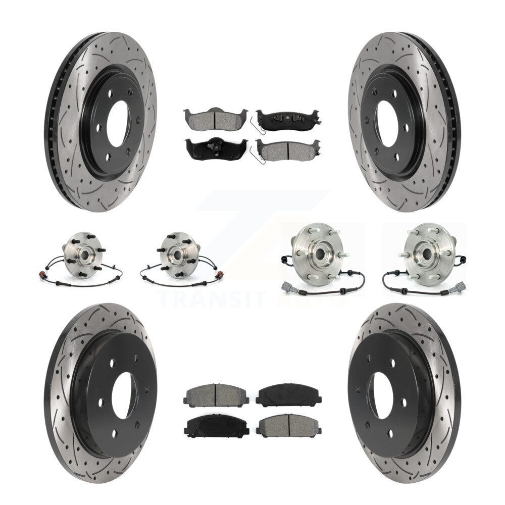 Kit de plaquettes de rotor de frein enduites de roulement de moyeu avant et arrière (10 pièces) pour Nissan Armada QX5